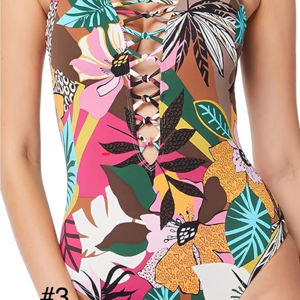 Floral Lace-Up Swimsuit